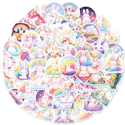 50 Regenbogen-Häschen Niedlicher Stil Selbst-Persönlichkeits-DIY Dekorative Aufkleber Wasserdichte Guka-Aufkleber