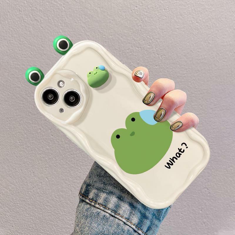 Cute 3D Bear Rabbit Ugly Frog Eyes Ears Phone Case For Realme C55 C67 C35 C33 C21Y C25Y C30 C30S C21 C15 8 12 Pro Plus 5G Cover
