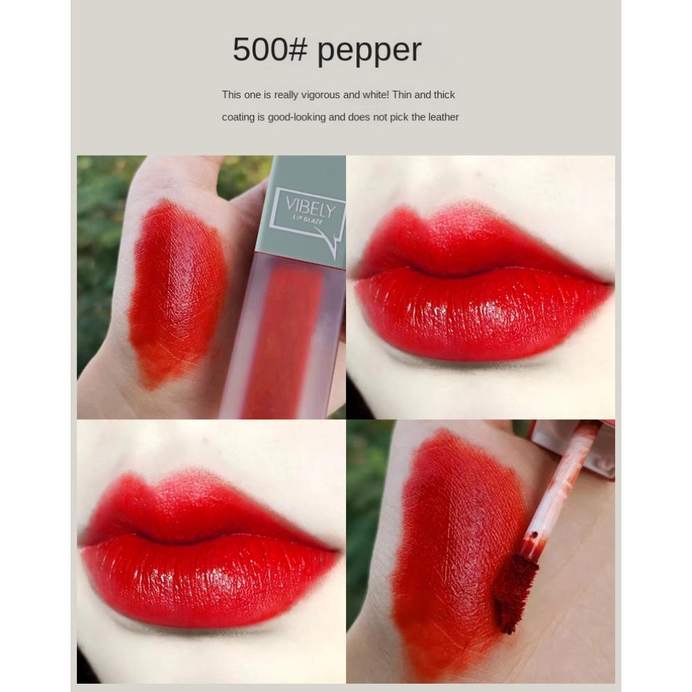 VIBELY Clear Frosted Mirror Women's Aqua Lip Glaze Set of 5 Matte Matte White Non-Stick Lip Glazes