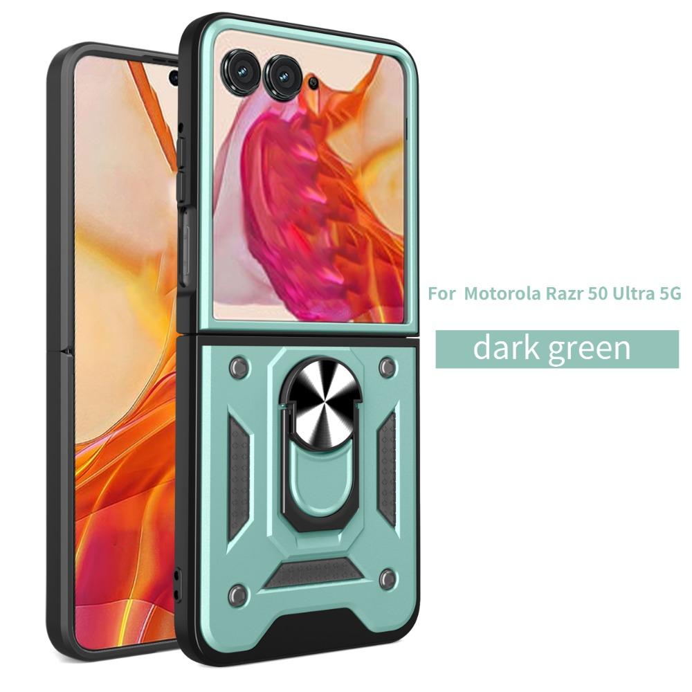 Funda for Motorola Razr 50 Ultra Case Armor Slide Camera Ring Stand Protective Cover for  Motorola Moto Razr 50 Ultra Capa