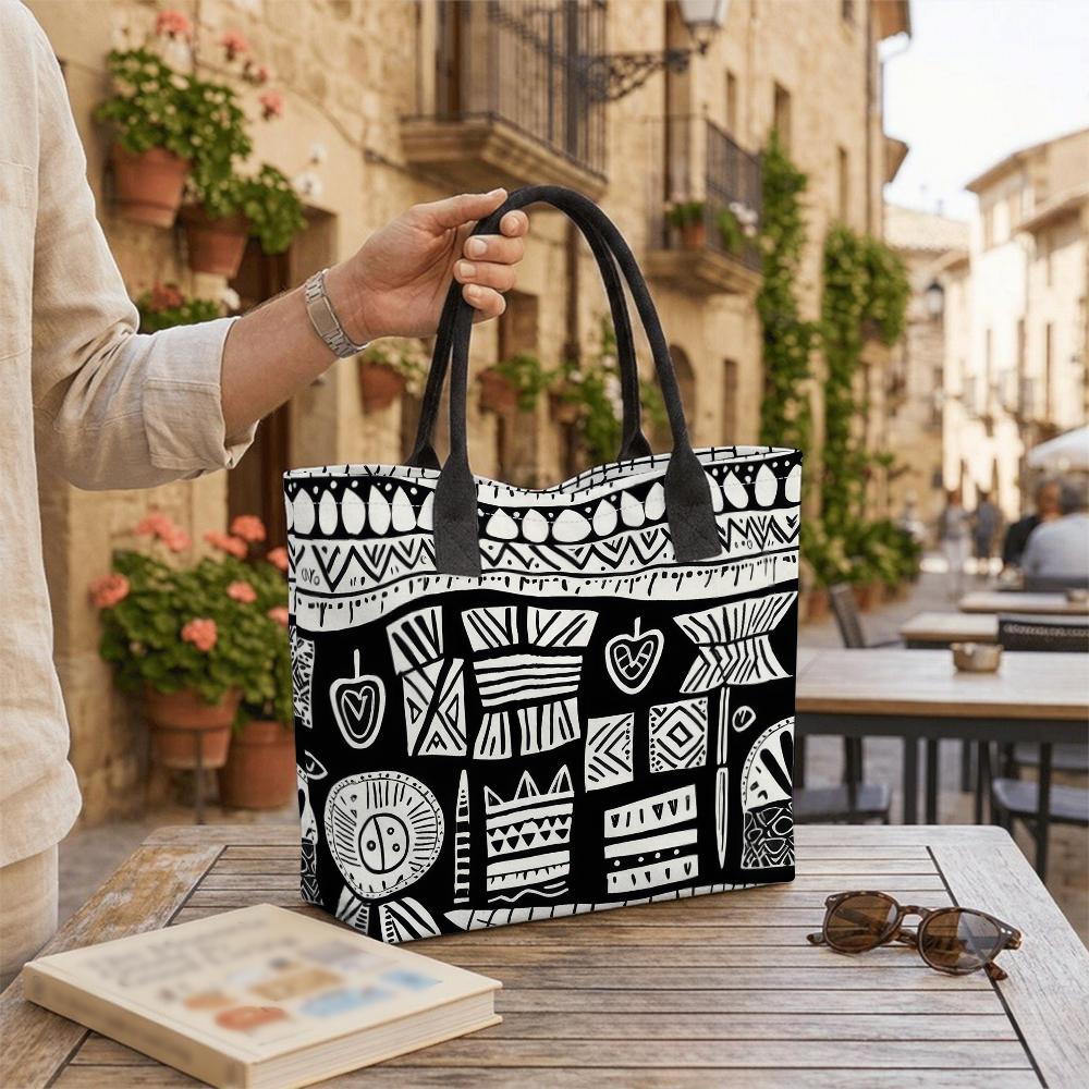 Bohemian Geometric Printed Tote Bag Large Casual Daily Carry Handbag for Women