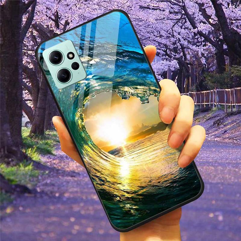 For Xiaomi Redmi Note 12 4G 2023 Case Tempered Glass Starry Marble Hard Back Protective Cover for Redmi NOTE 12 Note12 4G Global