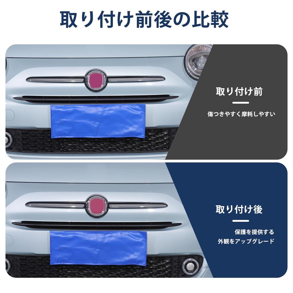 Hcilloend Front Front Grille Garnish for New Fiat 500 Easy Exterior Custom Car Supplies Garnish, Trim, (2016-2024), ABS, Installation, Stick-On,