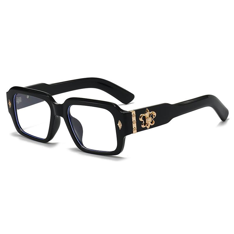 Trendy Luoxin personalized glasses classic fashion box retro men and women big face big black frame flat light anti-blue myopia