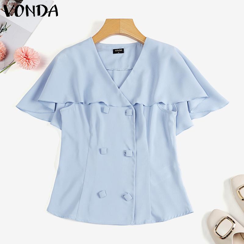 

Летние женские рубашки VONDA, повседневные топы с короткими рукавами
