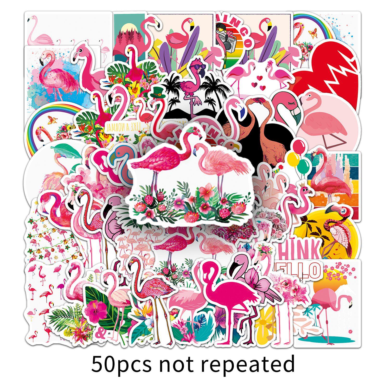 50pcs Waterproof Flamingo Cartoon Animal Stickers for Journal Decoration