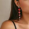 Halloween Retro Multilayer Red Pearl Beaded Pendant Necklace Set for Women Personality Blood Drop Tassel Collar Bone Jewelry