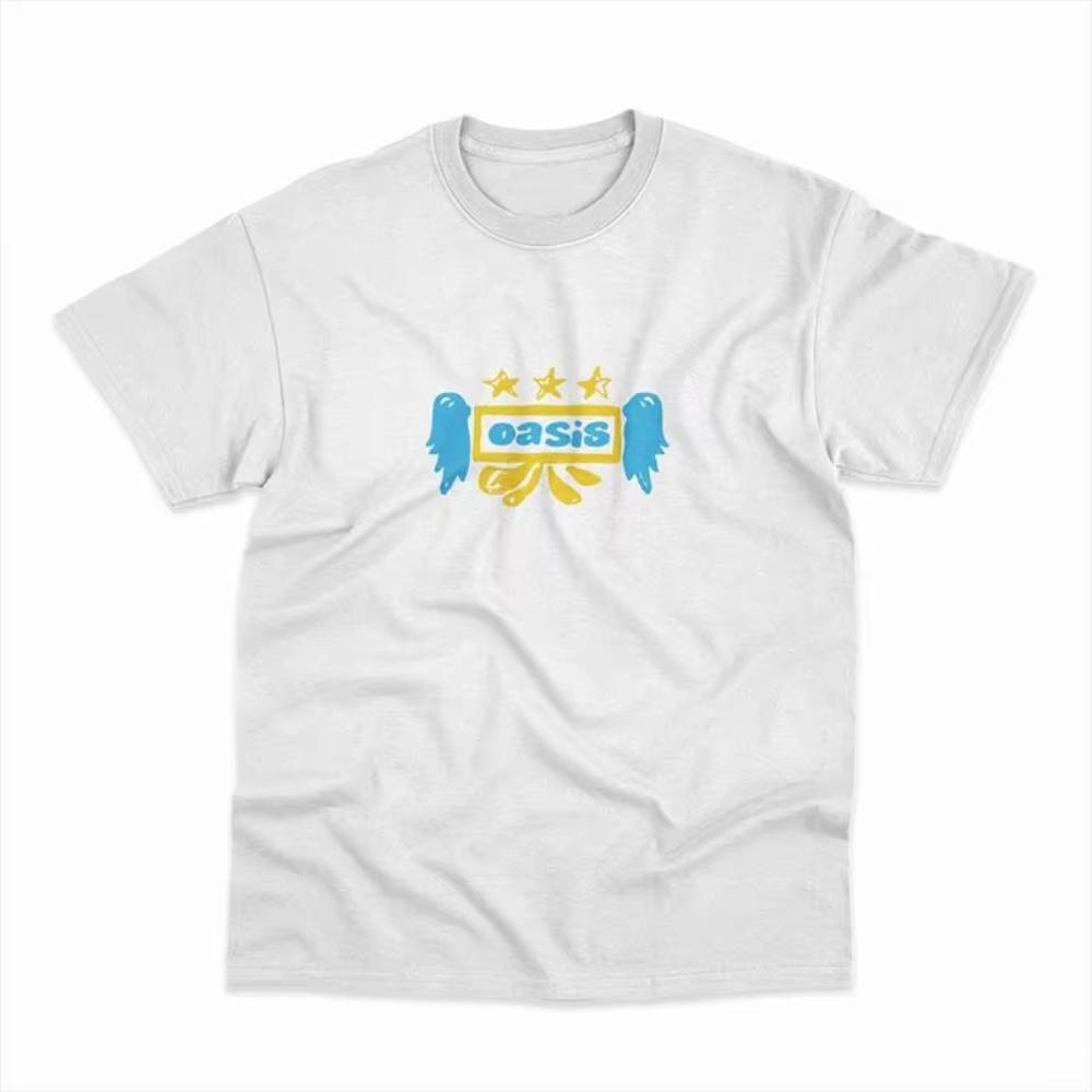 Summer Oasis Band Britská rocková hudba Evropská a americká trendová značka Ležérní trička s krátkým rukávem Pánská a dámská Letní top