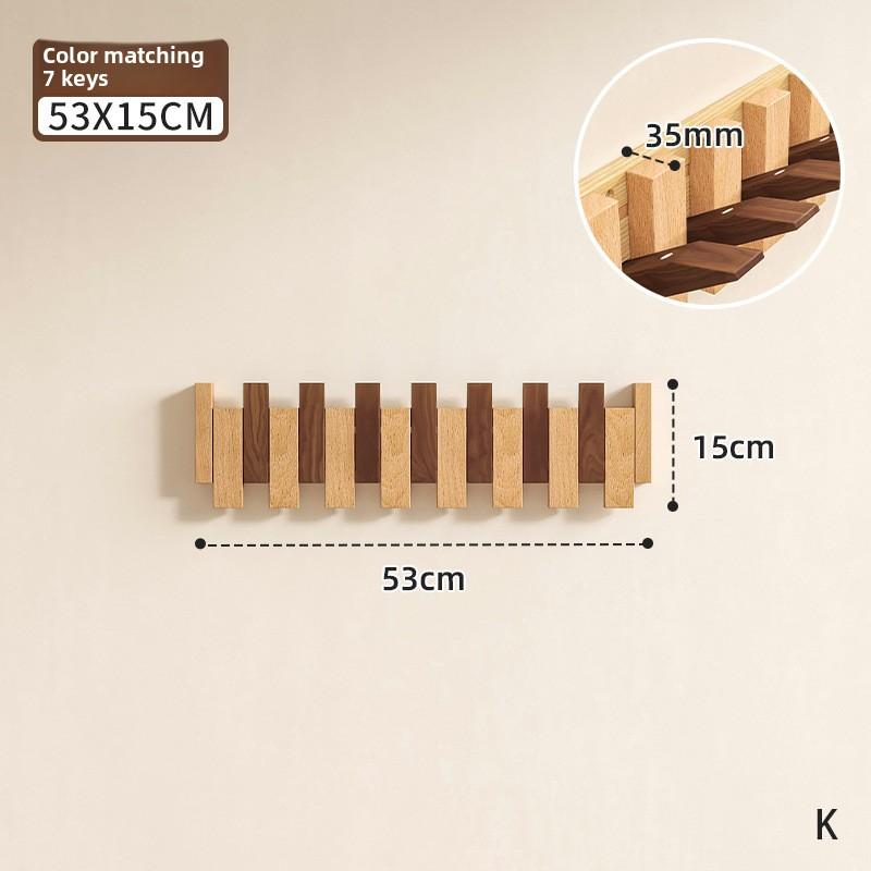 1PCS Wooden Piano Key Wall Hook - No Drill Entryway Coat Rack, Wall Mounted Shelf for Hallway Organizer, Solid Wood Door Hanger