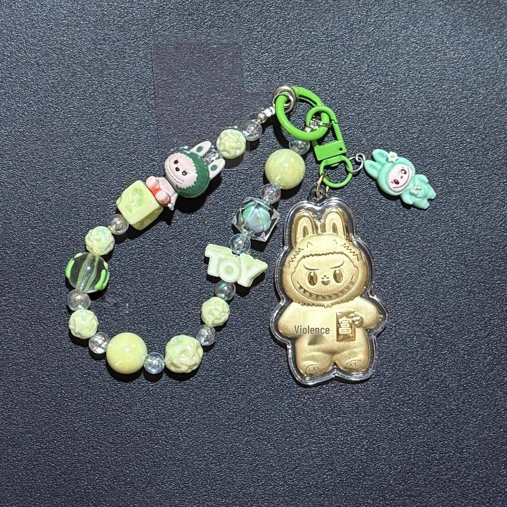 Golden 999 Pure Gold Mobile Phone Pendant Keychain Cartoon Plush Bag Charm