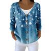 Damemote Langermet Christmas Snowman Snowflake Print Jakke Cardigan