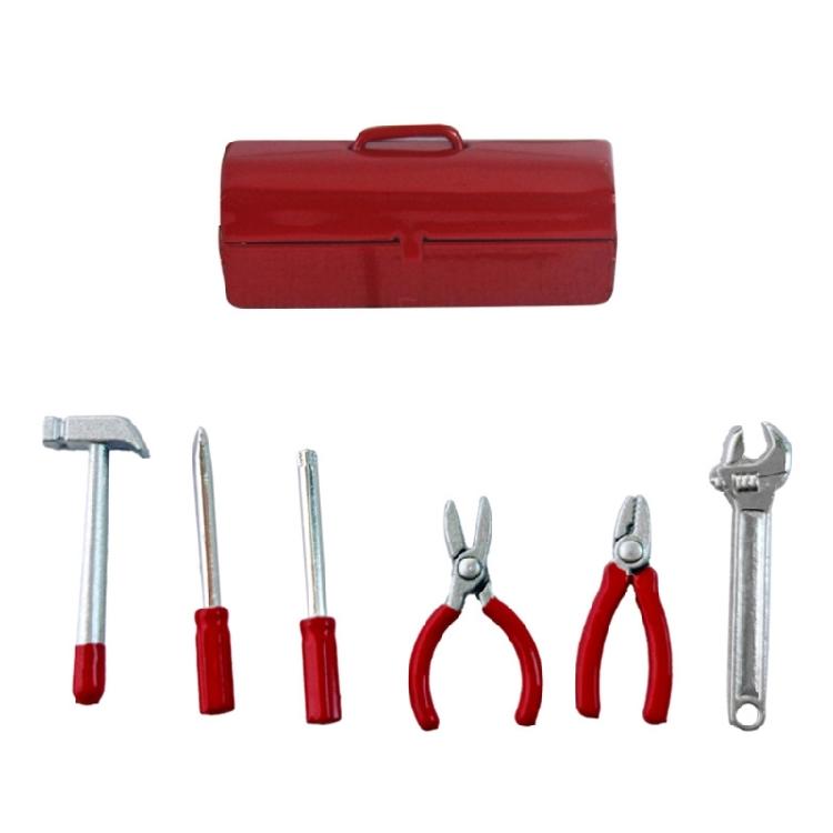 Doll House Toolbox Miniature Tool Kits Set With Hammer Screwdriver Wrench Pliers For Craft Model Project Displaying