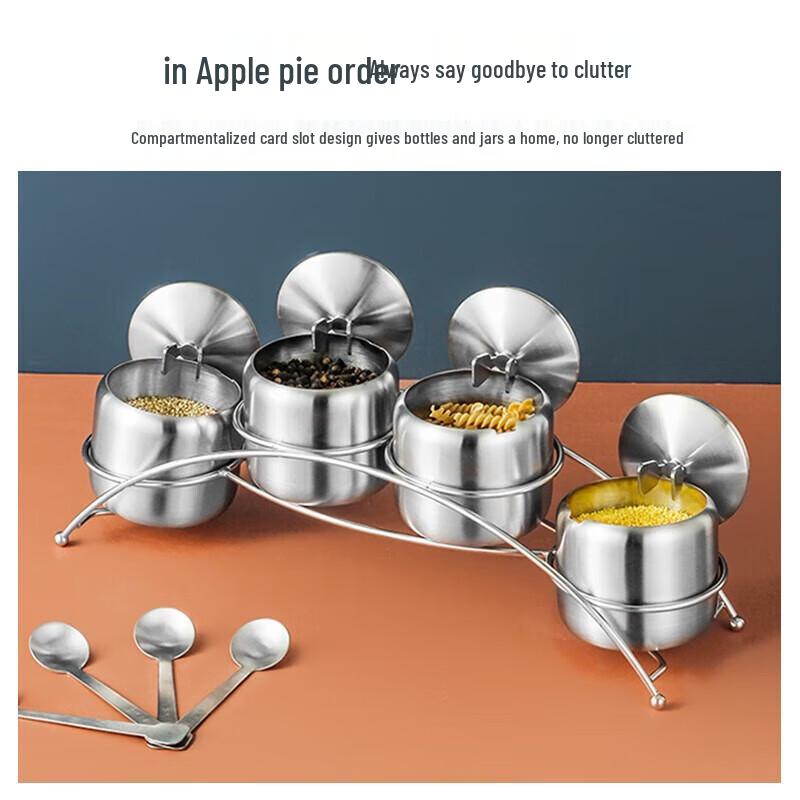 Chuisanhai 304 Stainless Steel Rotating Spice Jar Set (3-Piece)