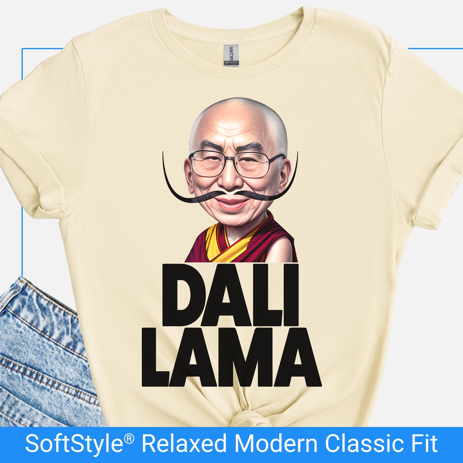 Funny Dali Lama Pun TShirt, Salvador Dali Dalai Lama Tee, Quirky Dad Joke Shirt, Surreal Art Humor Tee, Unique Gift for Art Lovers XL