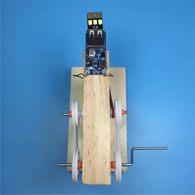 Generator de Lemn DIY Creativ cu Manivelă Model pentru Copii Distracție Fizică STEAM Experiment Științific Educațional Kit Jucărie de Învățare Școlară