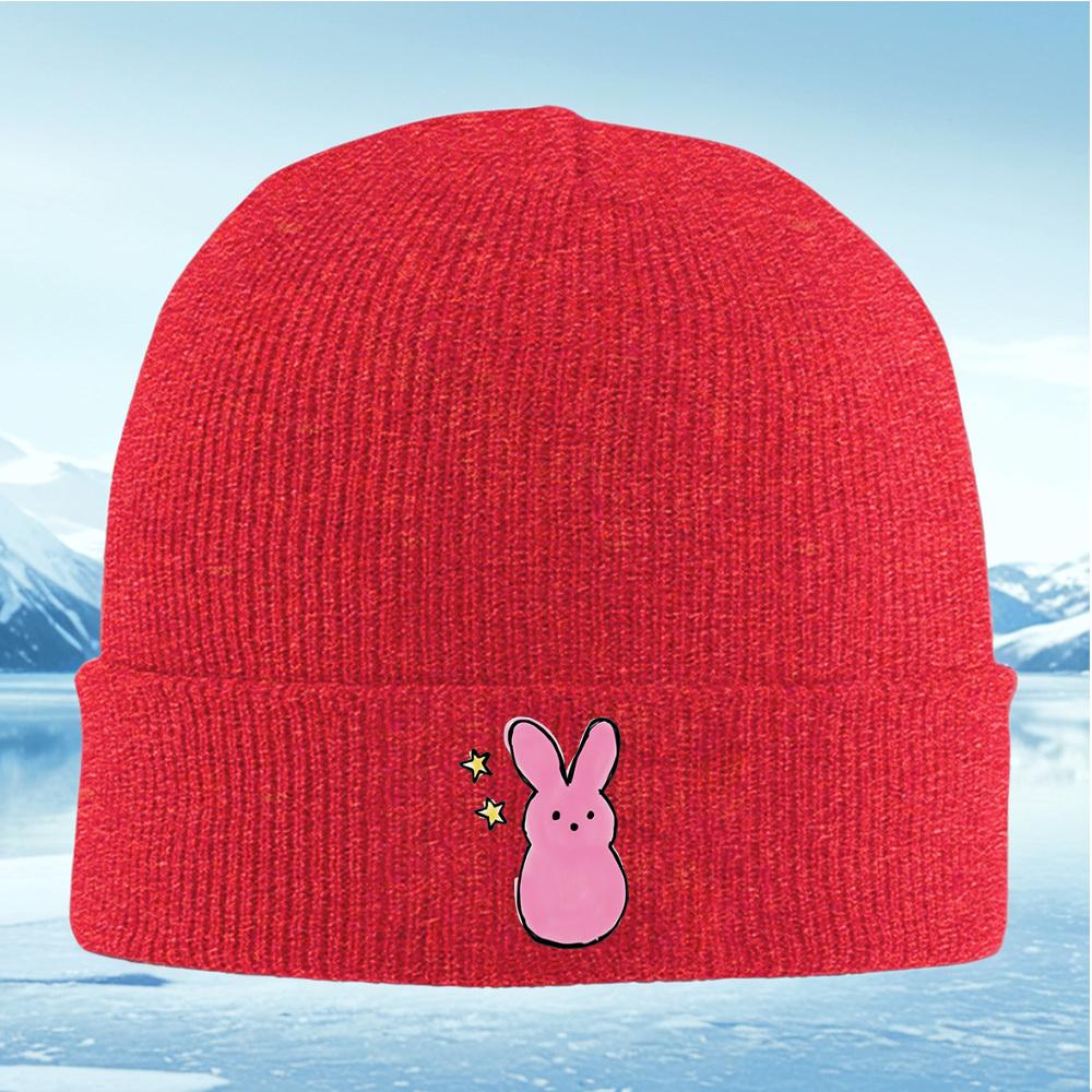 

Pink bunny with stars illustration Men Women Unisex Knitted Hat Beanie Pullover Cap Winter Thermal Warm Christmas Outdoor Cyclin