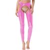 Womens Wet Look High Waist Cutout Leggings Crotchless Open Butt Patent Leather Skinny Pants Clubwear