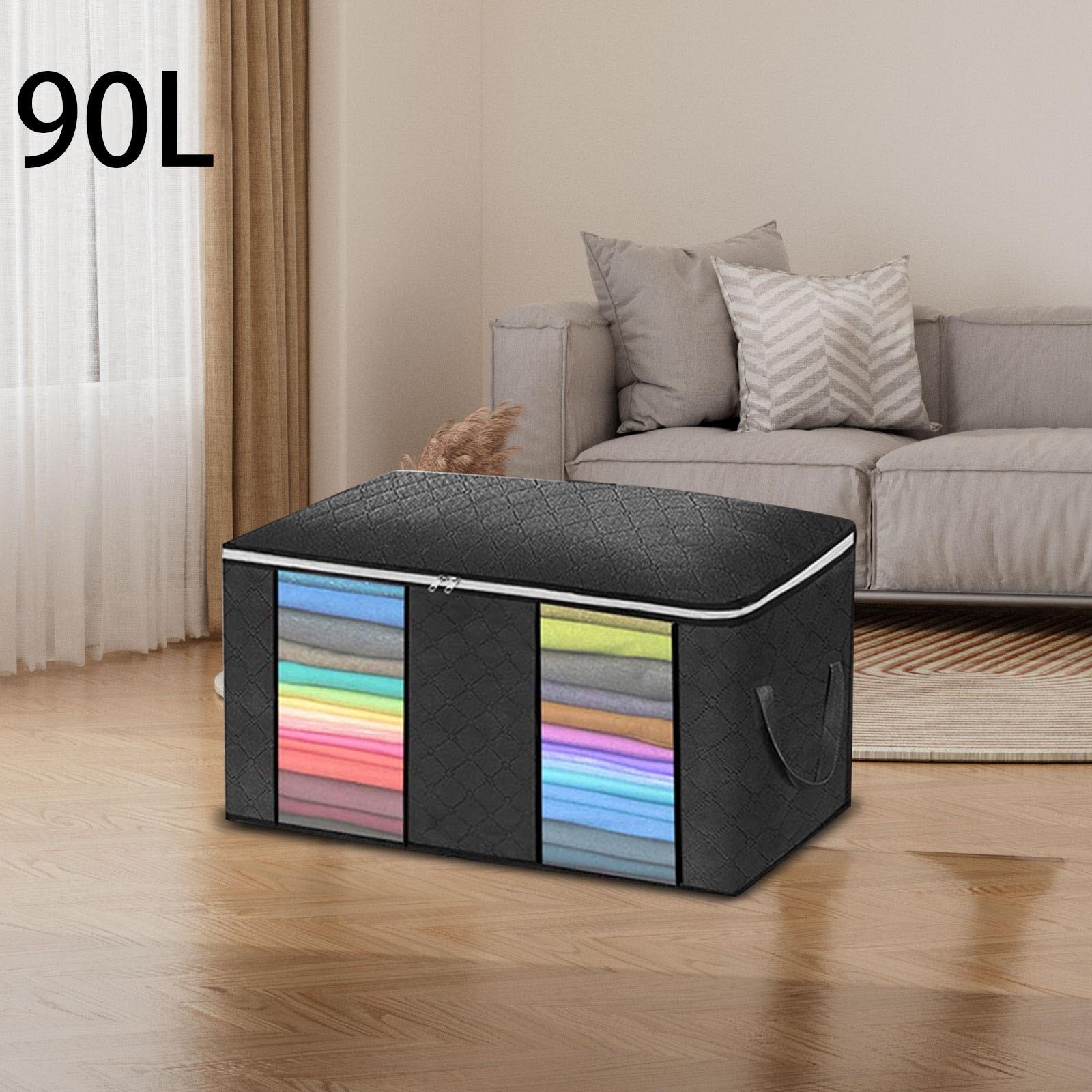 

Большие сумки для хранения 90 л, складной органайзер для шкафа и сумки для хранения с ручками, плотная ткань для одеял, стеганых одеял, одежды, постельного белья One Size