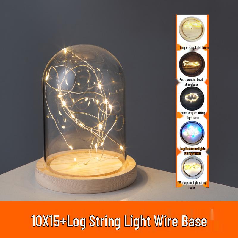 LED Sea Urchin Night Light with Preserved Flower in Glass Cover