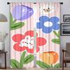 Elegant Room Curtains 2 Pieces Kawaii Flower Window Curtain Halloween Decoration Shades Curtains for Bedroom Partition Living