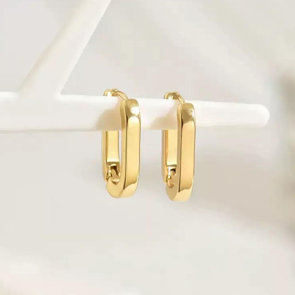 Neue goldfarbene quadratische Creolen für Damen Herren Edelstahl Minimalistisch Punk Unisex Rock Ohrring Piercing Schmuck Geschenke
