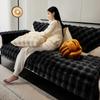 Warm Velvet Non-Slip Cushions Winter Thick Plaid Plush Sofa Cover  Living Room Flannel Couch Covers Universal Armrest Back Towel