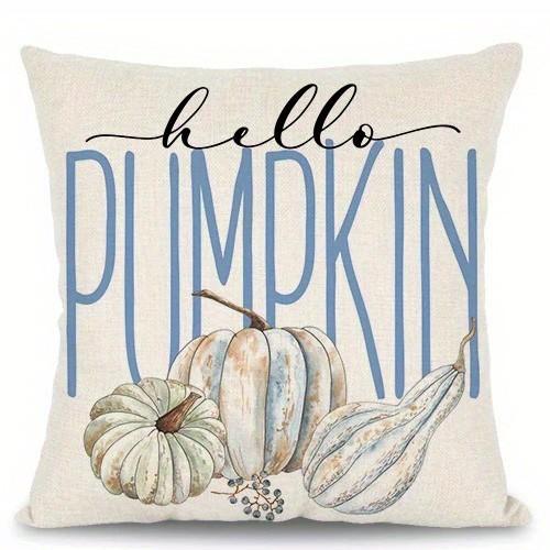 Hello Pumpkin  Fall Welcome Pillows Pattern Cushion Cover Suitable For Sofa Bedroom Car Pillow Cover