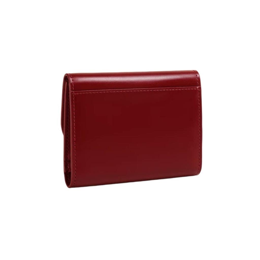 Toutou Cowhide Wallet, Short Card Holder, Red