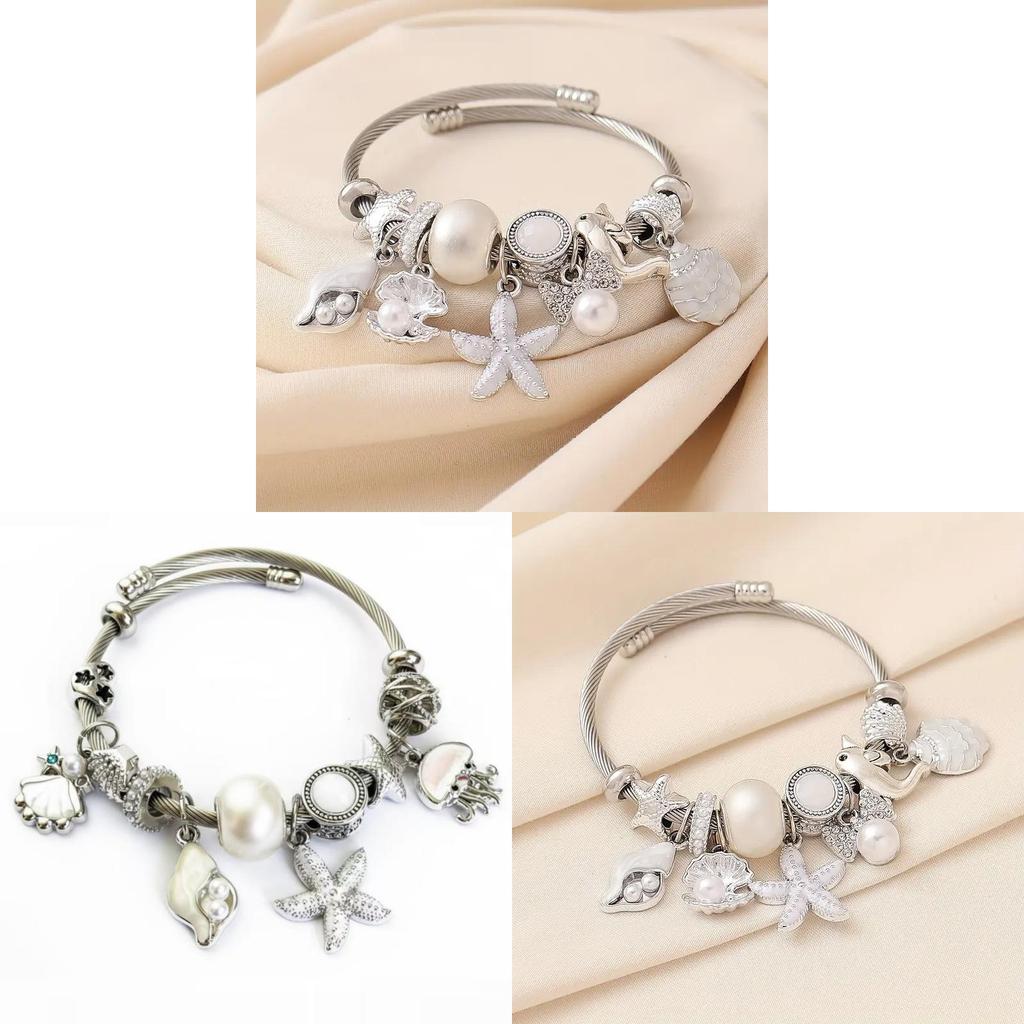Ocean Starfish Beaded Bracelet With Shell Dolphin Heartshaped Jewelry For Women