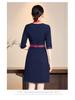 Elegant Mid-Sleeve Autumn/Winter Dress for Women - Sophisticated Socialite & Flight Attendant Uniform
