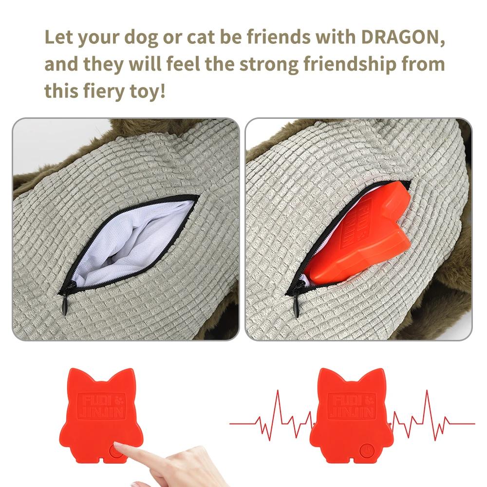Fire Dragon Dog Heartbeat Toy, Puppy Behavioral Training Aid for Dog Sleep Aid Plush, Pet Companion Smart Dog Toys
