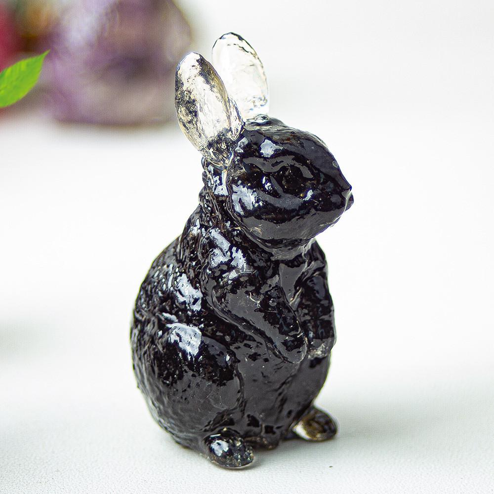 Resin Crystal Standing Bunny Decor For Home Office Gift Collectible