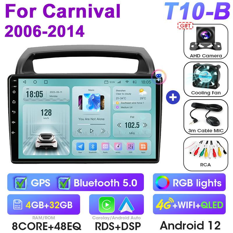 2 Din Android 12 Car Radio For KIA Carnival Android All-in-one VQ 2006 - 2014 Multimedia Video Player GPS 4G Carplay Auto Stereo