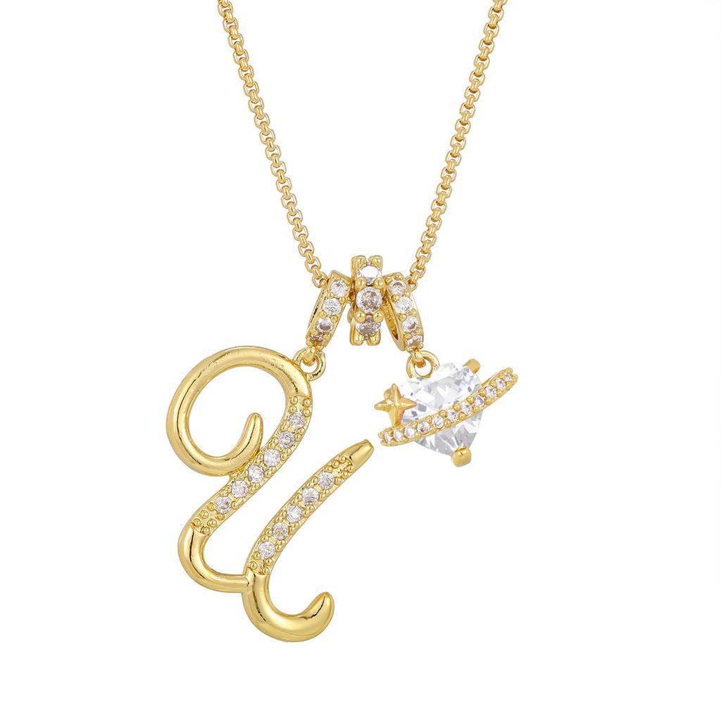 Cross-border necklace dopamine 26 English letter necklace girl light luxury niche high-end Amazon pendant jewelry