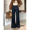 American Retro Dark Blue Denim Women's 2025 Autumn New Arrival Easiest for Match Mop Pants Loose Loose Pants Long Pants