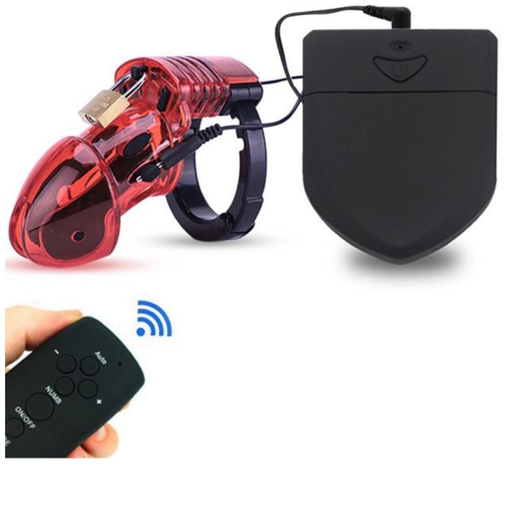 Electro Shock CB6000 Male Chastity Cage Ball Stretcher,Electric Shock Cock Cage Penis Ring, Timer Lock Chastity Belt Sex Toy
