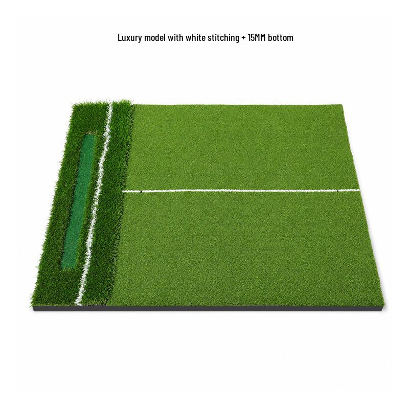 Two-Line Golf Practice Mat with Thickened Insertable Tee and Three-Grass Combination for Swing Training