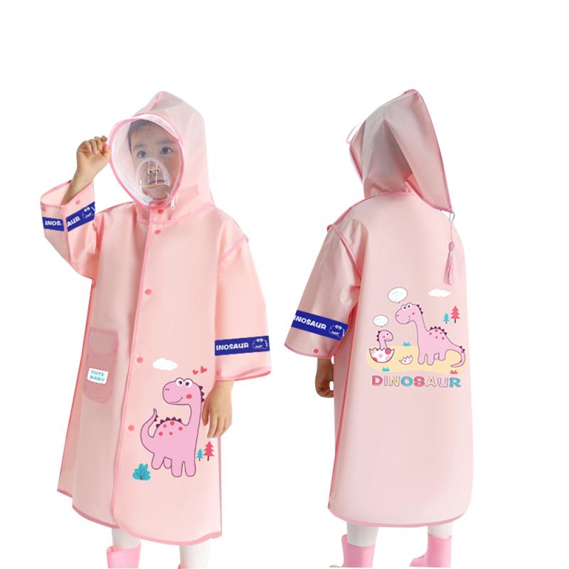 Kinder Regenmantel Niedlicher Cartoon-Druck Poncho Mit Abnehmbarer Wasserdichter Schutzmaske Für Jungen Mädchen