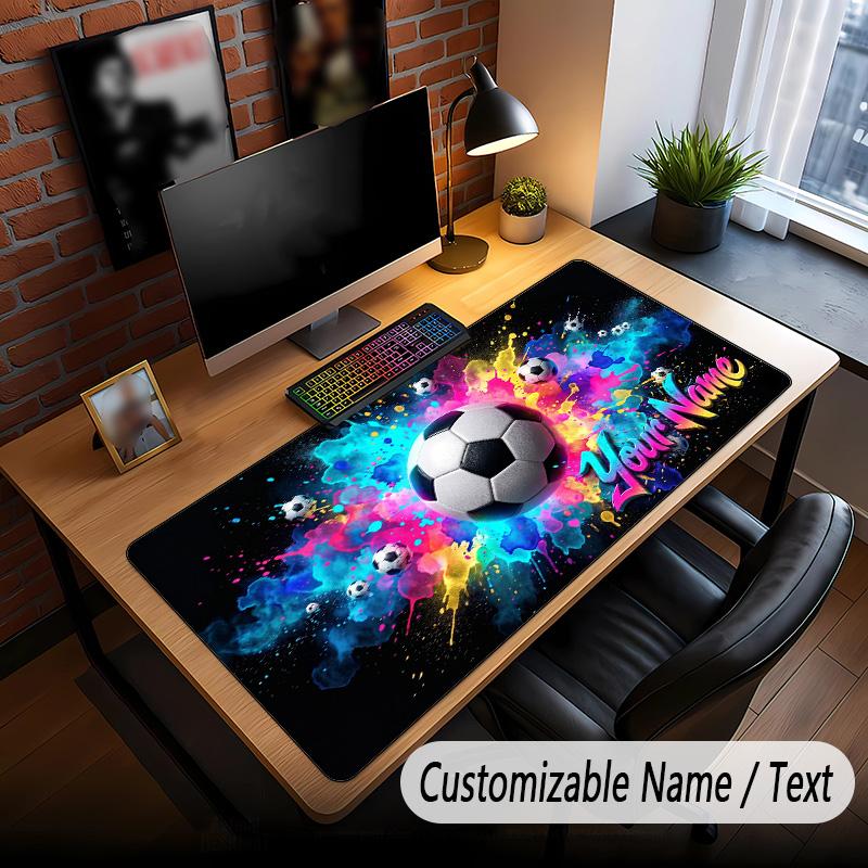 Soccer Theme Custom Mouse Pad Personalized With Name Text Customized Desk Mat For Office Home Decor