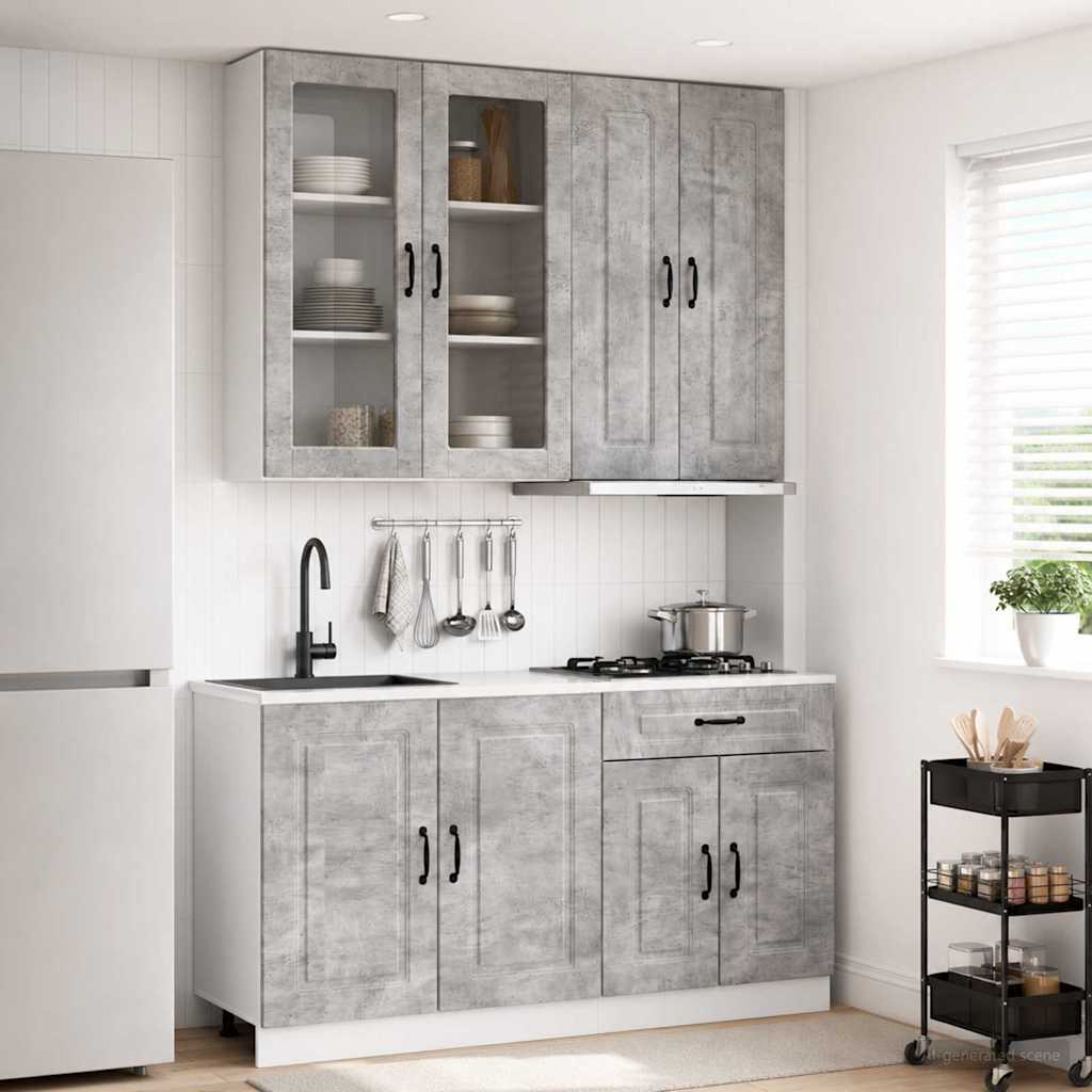 Kitchen Unit KALMAR 4 Pcs Concrete Grey Engineered Wood