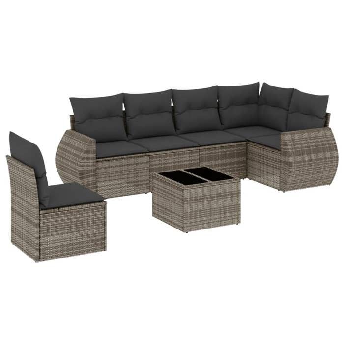 VidaXL Garden Lounge Set with Cushions 7 Pcs, Patio Sofas, Patio Furniture Set, Outdoor Furniture, Grey 3253777