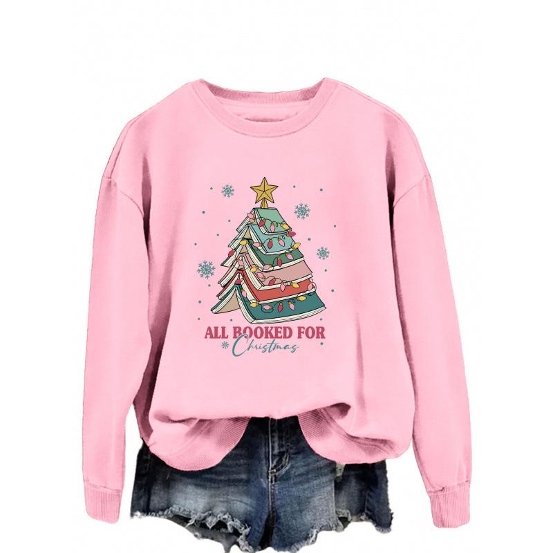 Christmas Letter Fun Print Casual Round Neck Hoodie