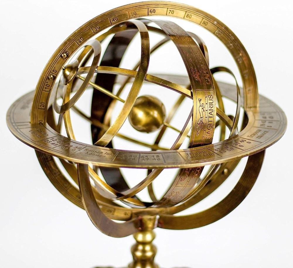

18 Сфера Армілярна з Латуні Вінтажний Морський Астролябія Глобус Морський Декор M аеро