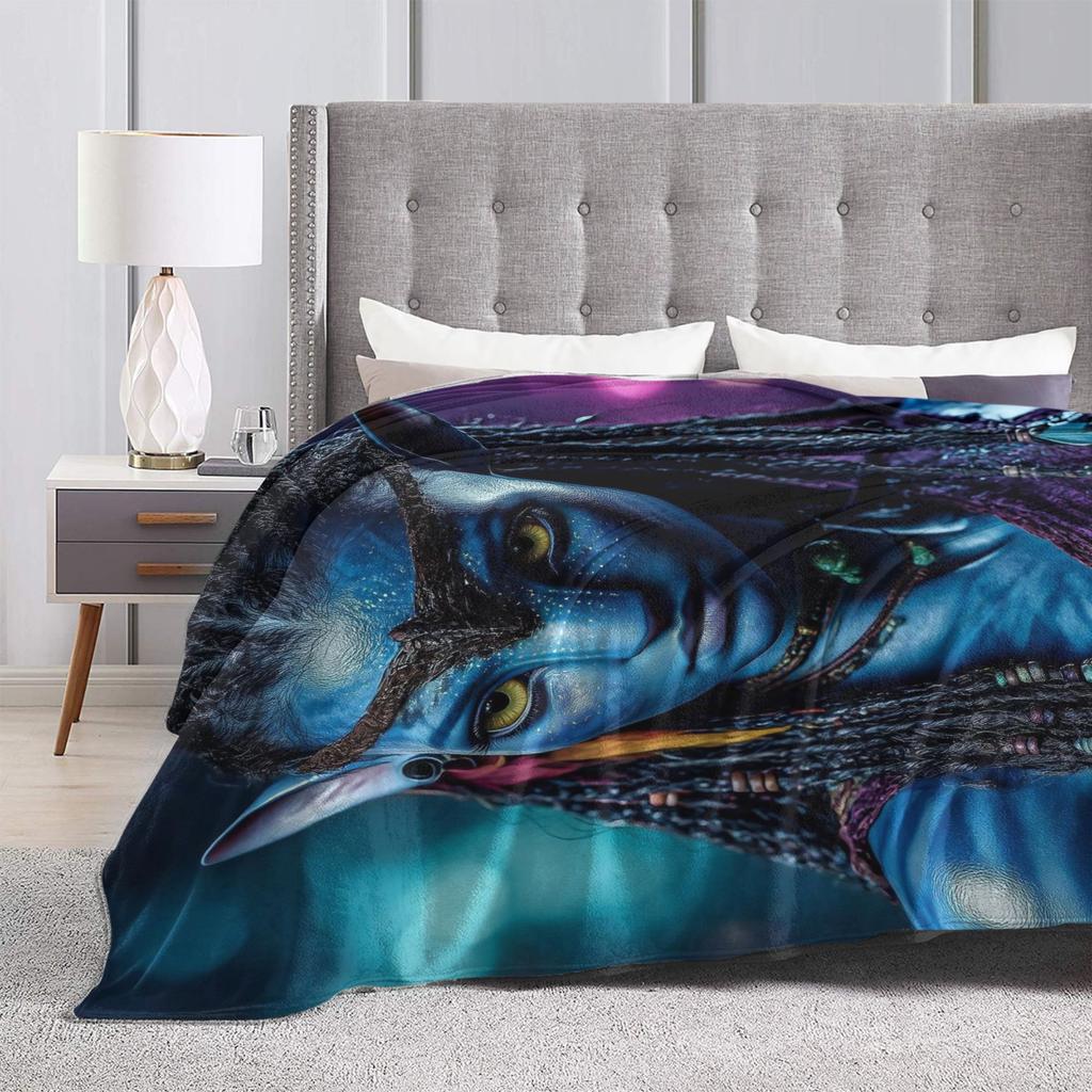 Avatars Blue Na'vi Neytiri Poster Bedding Throws Soft Comfy Blanket For Couch Chair Plane Travel Flannel Bedspread Bed Cover