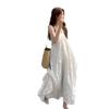 French Seaside Style Halter Neck Camisole Dress - Elegant Summer Backless Ruffle Maxi