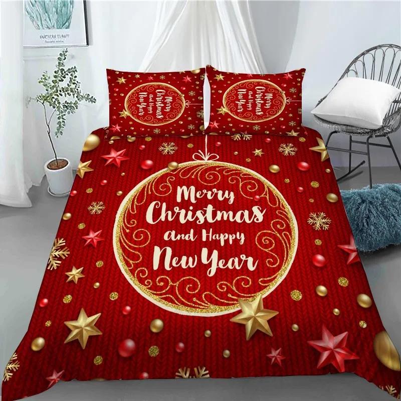 3D Christmas Decoration Duvet Cover Fashion Santa Claus Quilt Cover With Pillowcase Queen King Size For Kids Adult Bedroom Decor
