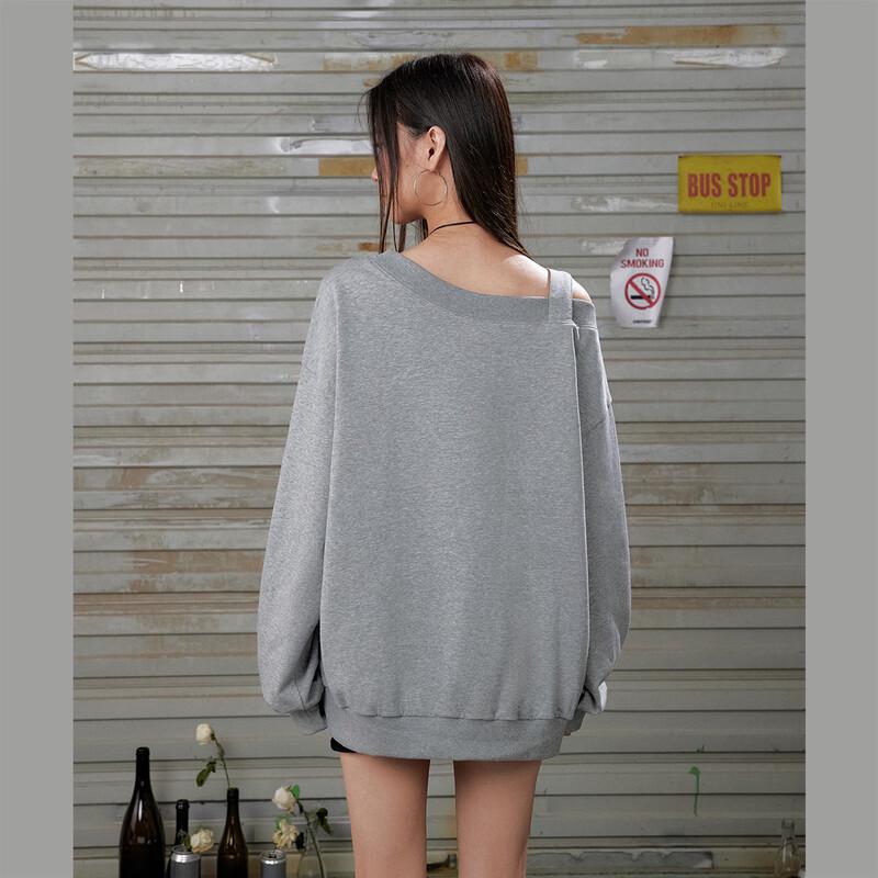 UNIFREE Off-Shoulder Dog Print Loose Sweatshirt