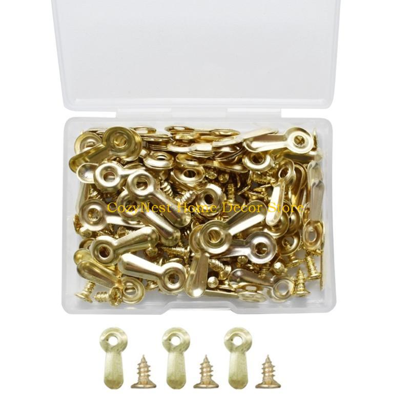 92MF Set of 100 Metal Pictures Frame Hangers Fasteners Screws for Attaching Paintings