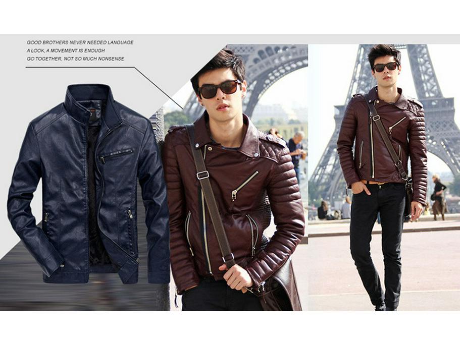 2022 Spring/Autumn Men's PU Leather Jacket - Youth Korean Style, Casual & Trendy