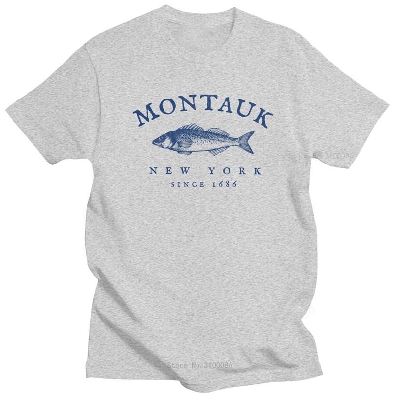 

Montauk New York Fishing 1686 Tshirt Men Cotton Fish T-shirt Fisher Retirement Gift Tee Shirt Short Sleeve Printed Top Gift 4XL
